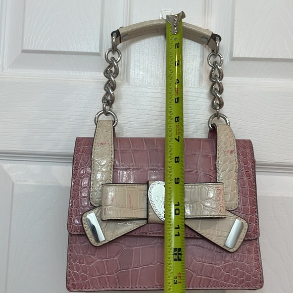 GUESS // shoulder bag // pink+cream //croc-embossed // bow+heart // rhinestones - Picture 8 of 17